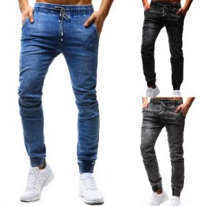 מכנסי ג'ינס גברים קלאסיים כחול/אפור/שחור